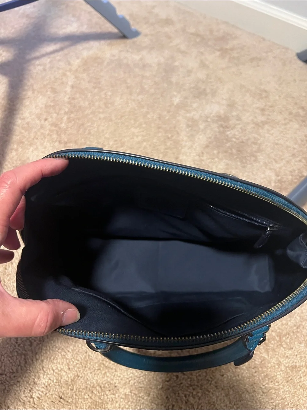 Coach Teal to Blue Ombre Dome Satchel with long strap - Picture 5 of 8